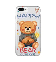 Iphone 7 Plus ve 8 Plus Uyumlu Happy Bear Tasarımlı Şeffaf Telefon Kılıfı