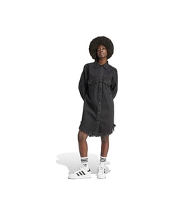 adidas Denim Shrt Dres Kadın Günlük Gömlek Elbise IJ8342 Siyah