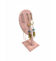 Süet Kumaş Pembe Renk 15/5cm Ayaklı Küpe Sergileme Dekoru