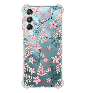 PrintiFy Samsung M34 Uyumlu Köşe Korumalı Floral Kırmızı Tasarımlı Şeffaf Silikon Kılıf