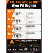 Lexroo 10 Adet AG13 Alkaline Düğme Pil 1.5 Volt LR44 / A76 / 357 Alkali Düğme Piller