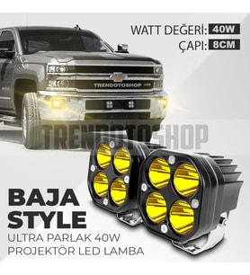 C9 40W Baja Style 8 cm Ultra Parlak LED Projektor Off Road 2 Adet