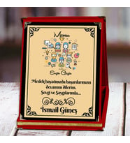 Memur Baskılı Plaket (1. Tasarım)  Kişiye Özel (Kırmızı)