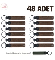 Kahverengi & Yeşil, Çocuk Partisi İçin İsim Yazılı Anahtarlık 48’li Set, Gelen Herkese Özel Hediye (Açık Kahve)