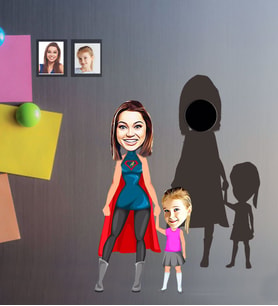 Kişiye Özel Anneler Günü Anne Kız Karikatürlü Ahşap Magnet Model-5