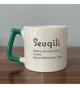 Sevgili Baskılı Yeşil Kulplu D Kupa