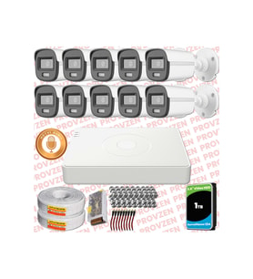 Provzen Hikvision 10'lu Full HD Güvenlik Kamerası Set 7/24 Renkli, Mikrofonlu, Olay Anında Bildirim