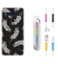 TCL 10L 10 Plus 10SE 20E 20SE 30SE L7 Kılıf Kablo Koruma Spiral Silikon Sevimli Kedicikler 1785