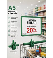 A5 Mandallı Etiketlik Fiyatlık Sepet Raf Askılık Fiyat Etiketi Çerçeveli Market Mağaza Yeşil
