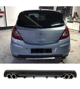 Opel Corsa D Siyah Difüzör Çiftli Yuvarlak Egzoz Görünümlü D Tip Difizör