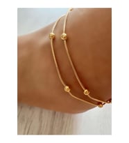 GOLD RENK İKİLİ TOP ZİNCİR ÇELİK HALHAL 21+5 CM ACR7672