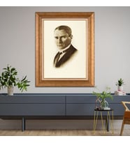 Altın Paspartulu Atatürk  Çerçeveli Tablo C913 (Gold)