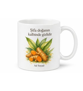 Zerdeçal Temalı Özel Tasarım Baskılı Kupa Bardak Hediye