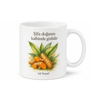 Zerdeçal Temalı Özel Tasarım Baskılı Kupa Bardak Hediye