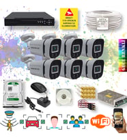 6 Kameralı Set Yapay Zeka Özellikli Gece Renkli 5MP SONY Lens FULLHD Güvenlik Kamerası Seti 604W-108