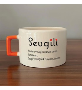 Sevgili Baskılı Turuncu Kulplu C Fincan