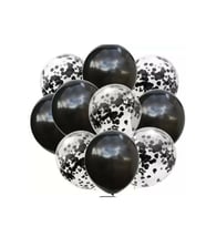 Konfetili Siyah Latex Balon Demeti 10 Adet