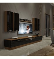 Decoraktiv Trendstyle 8D Slm Tv Ünitesi Tv Sehpası - Ceviz Siyah (Siyah - Ceviz)