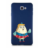 Samsung Galaxy J7 Prime Soft Premier Kapak Bayan Puff Tasarımlı Silikon Kılıf - Lacivert (Şeffaf)