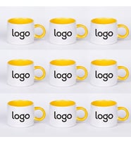 storebaskı İşletmelere Özel Porselen Sarı Motto Fincan – Logo Baskılı 6 Adet
