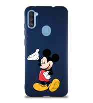 Samsung Galaxy A11 Soft Premier Kapak Mickey Mouse-C Tasarımlı Silikon Kılıf - Lacivert (Şeffaf)