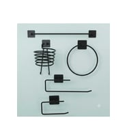 5 Li Siyah Uzun Havlu Askısı Fön Askısı Wc Kağıtlık Rulo Havluluk Banyo Set