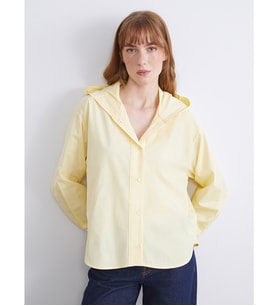 LCWAIKIKI Classic Sarı Kapüşonlu Oversize Kadın Gömlek