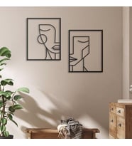 LEYLASER 2li Kadın Yüzleri Dekoratif Ahşap Tablo 20*25