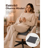 Beylini OMAK Elektrikli Minder Isıtıcı Dijital Kumandalı Ofis Büro Bahçe Ev Koltuk Sandalye El Ayak Isıtma Minderi 5 Kademeli 220V 30X45 CM