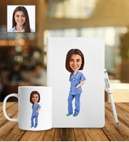 Kişiye Özel Doktor Tasarımlı Karikatür Defter Kalem Kupa Set 87