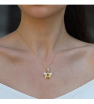 Arı Chrm Mineli Gold Gümüş Kolye