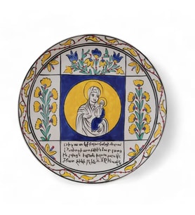 Meryem Ana ve İsa 25x25 cm El Boyama İznik Çini Tabak