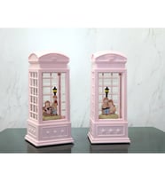 Periboia Telefon Kulübeli Kış Masalı Işıklı Müzikli Kar Küresi (Siyah - Beyaz)