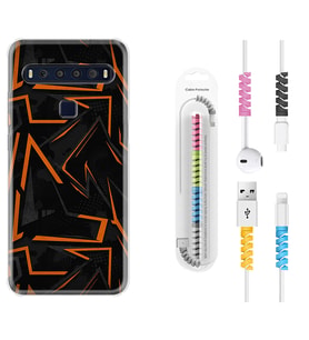 TCL 10L 10 Plus 10SE 20E 20SE 30SE L7 Kılıf Kablo Koruma Spiral Silikon Zigzaglar 1651
