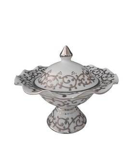 Kütahya Porselen Hanedan Şekerlik 22 cm Dekor No:3678 Platin