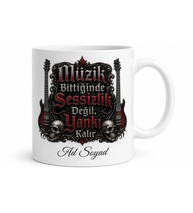 Metal Müzik Temalı Baskılı Kupa Bardak Rock Hediye Porselen Mug