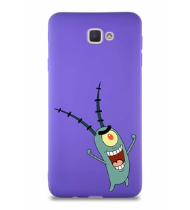 Samsung Galaxy J7 Prime Soft Premier Kapak Plankton Tasarımlı Silikon Kılıf - Mor (Şeffaf)