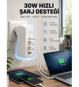 Ev ve Ofis İçin Zaman Kontrollü Çoklu Şarj Cihazı Yeni Nesil
