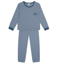 Organik Mavi Erkek Çocuk Pijama Takımı