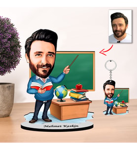 Kisiye Özel Karikatür erkek Öğretmen Biblo ve anahtarlık 1