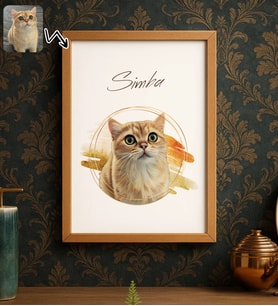 BK Gift Kişiye Özel Evcil Hayvan Karikatürlü Ahşap Çerçeveli Tablo-6 40x25cm, Sevgiliye Hediye, Eşe Hediye, Arkadaşa Hediye