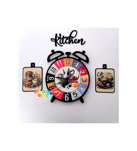 Bilge Ahşap RETRO TASARIM Dekoratif Mutfak Saati (kitchen) (Siyah)
