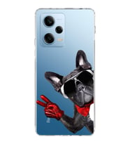 PrintiFy Xiaomi Redmi Note 12 Pro ile Uyumlu Köpek 2 Kamera Korumalı Şeffaf Kılıf