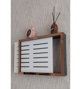 25x35x7 cm Izgaralı Siyah-Bronz Duvara Asılabilir Sigorta ve Modem-Wifi Saklama Kutusu! Saklama Kutusu