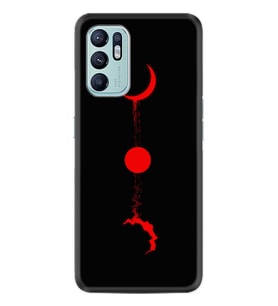 Oppo Reno 6 Kılıf Silikon Desen Özel Seri Red Moon 1710