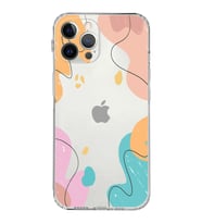 Apple iPhone 12 Pro Max Uyumlu Kamera Korumalı Tıpalı Kapak Karışık Renkler Tasarımlı Şeffaf Kılıf