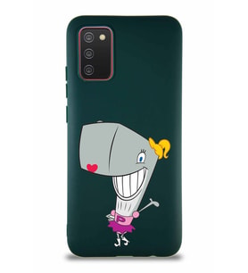 Samsung Galaxy A02S Soft Premier Kapak Pearl Yengeç Tasarımlı Silikon Kılıf - Yeşil (Şeffaf)