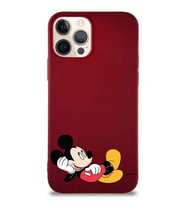 Apple iPhone 12 Pro Soft Premier Kapak Mickey Mouse-F Tasarımlı Silikon Kılıf - Mürdüm (Şeffaf)