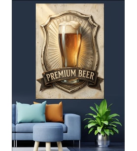 Premium Beer Klasik Bira Logosu Dekoratif Kanvas - Mdf Ahşap Tablo