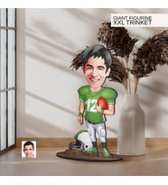BK Gift Kişiye Özel Amerikan Futbolu Karikatürlü Büyük Boy Ahşap Biblo-2 , Arkadaşa Hediye , Sevgiliye Hediye, Kişiye Özel Biblolar